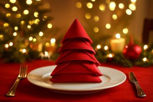 table-noel-serviette-sapin-lumiere-festive