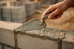 truelle-enduit-ciment-mur-bloc