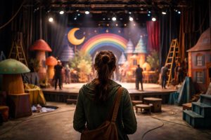 femme-theatre-decor-coloré-construction